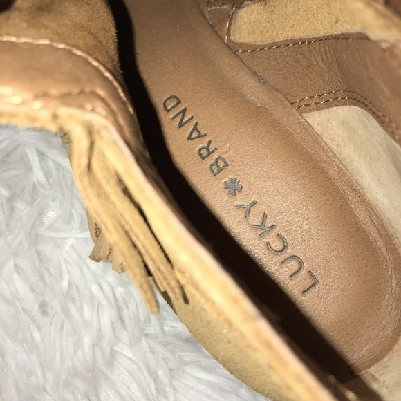 Lucky Brand Bootie Honey Brown Fringe Suede 5.5 - Picture 8 of 11